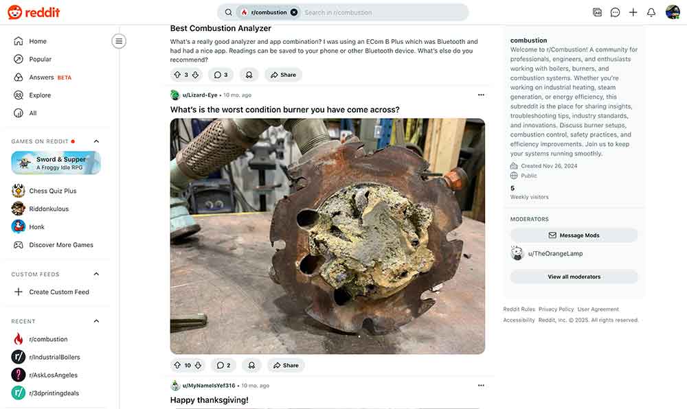 Reddit article shows just how bad boiler burners can get with neglected maintenance.